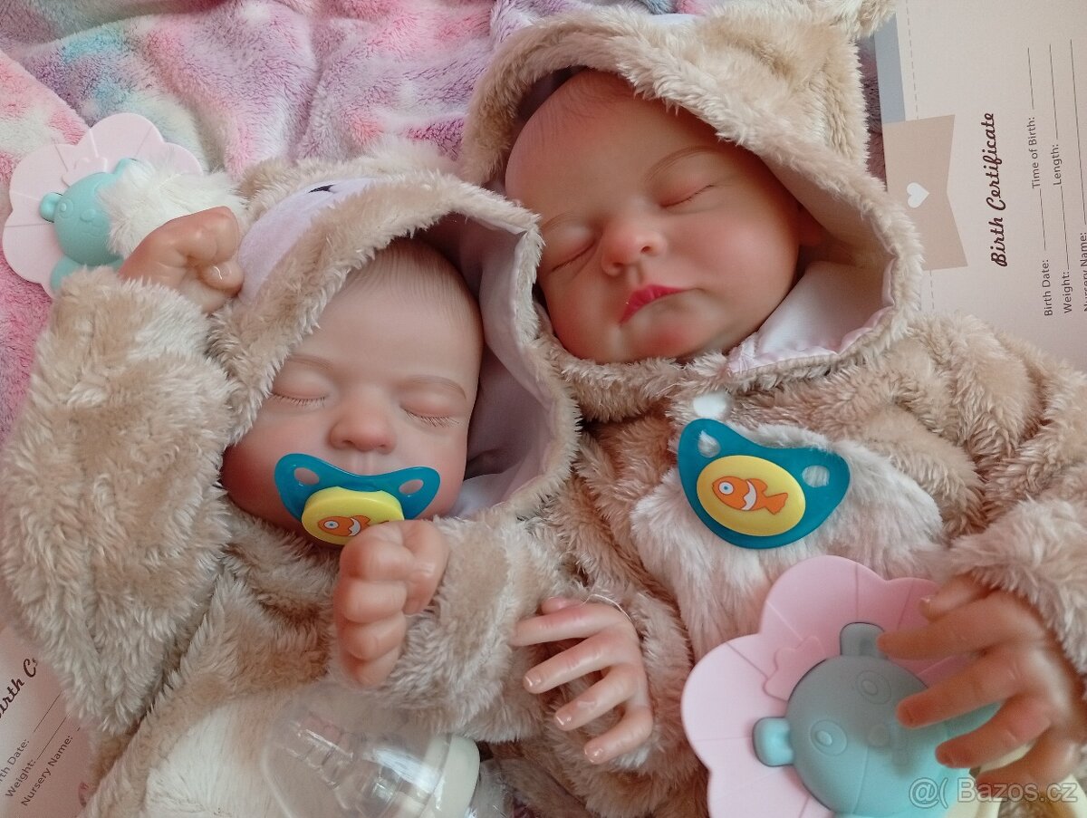 Realistická Reborn panenka spící medvídek - 3
