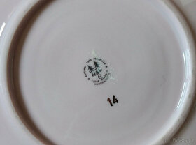 Růžový porcelán - cukřenka, nástolec, 2 šálky s podšálky - 3