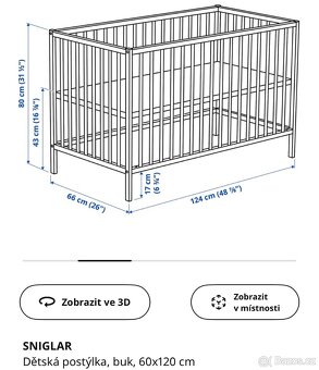 Dětská postýlka IKEA SNIGLAR a matrace KRUMMELUR - 3