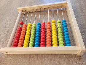 Počítadlo přírodní s barevnými korálky - 3