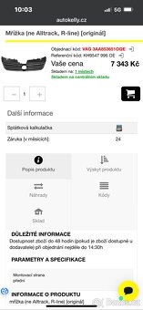 Passat b7 maska, nová original - 3