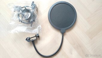 Hliníkový držák na mikrofon, odpružený + Pop filtr - 3
