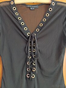 Černé průsvitné sexy síťované body se zlatým zdobením - 3