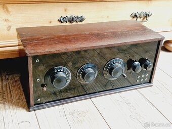Starožitné rádio, truhlička, 4 lampovka, cca 1926 - 3