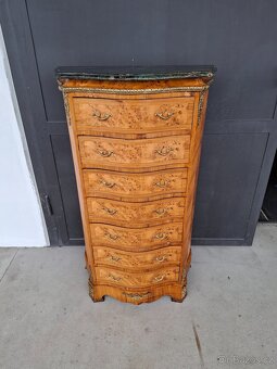 Starožitná šuplíková komoda s mramorem - 3