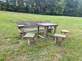 Dubový set stůl lavice a sedatka - 3