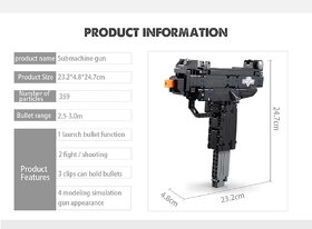 Stavebnice samopal UZI, kompatibilní s LEGO - 3