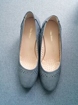 Šedomodré dirkované lodičky v. 41 - 3