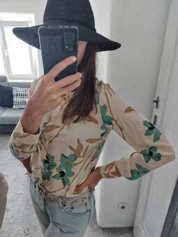 Dámská kytkovaná košile H&M béžová Boho Etno africký styl - 3