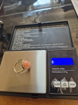 Zlatý prsten 14k koral - 3