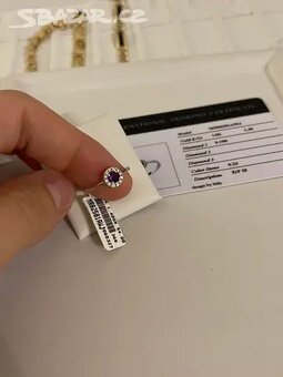 Zlatý prsten nové zlato Diamant + Ametyst - 3