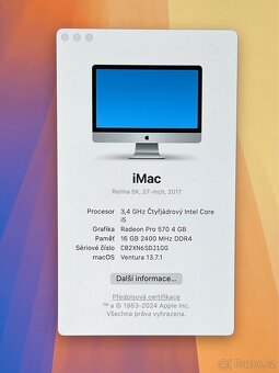 Mac 27” 5K 2017 CTO /16GB RAM/Intel i5/512GB SSD/ Záruka - 3