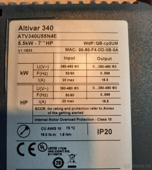 frekvenčni měnič ALTIVAR 340 5.5KW cena 3000 kč - 3