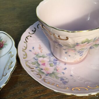 Růžový porcelán ručně malovaný 14K zlato Leander Loučky - 3