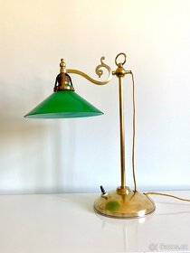 Starožitná mosazná stolní lampa - bankeřka - 3
