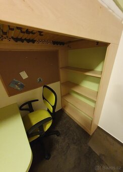 Dětská vyvýšená postel s psacím stolem a knihovnou - 3