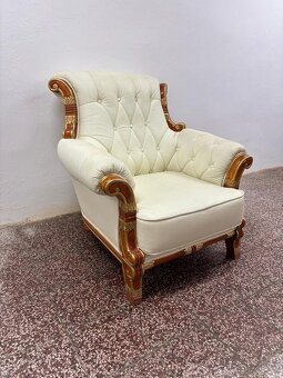 CHESTERFIELD SEDAČKA ŠTÝLOVA ,V KOMBIN.S DREVOM 3+2+1 - 3