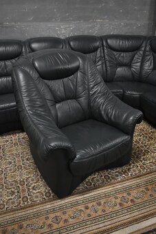 Rohová sedací souprava kožená+ Křeslo - 3