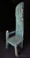 Prodám dřevěné umělecké křeslo tyrkysové modré - 3