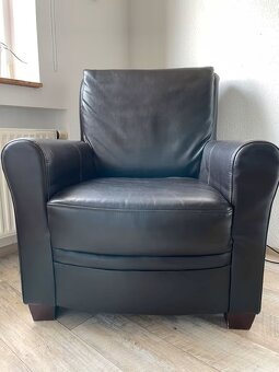 Křeslo kožené - pravá kůže, hnědé - 3