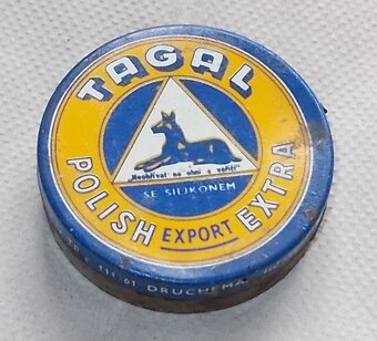 Stará plechová, krabička: Tagal, krém na boty. - 3