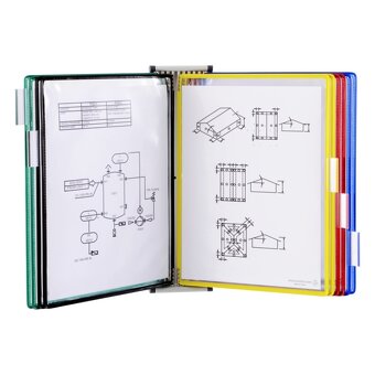 Nástěnný kovový magnetický držák s 9 rámečky a kapsami A4 - 3