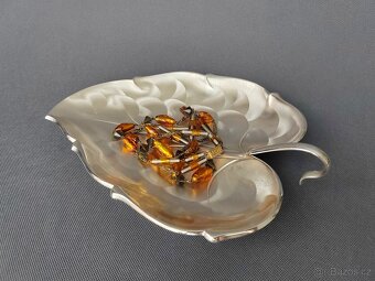 Postříbřená misa v designu listu od německý společnosti WMF - 3