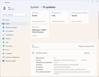 Herní PC- Ryzen 7, 16GB RAM, 1TB NVME, 5700XT, WIN11 - 3