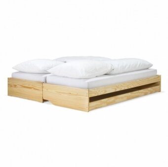 Postel, rozkládací dřevěná postel na tři lůžka - 3