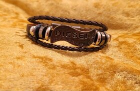 Nový pánský značkový kožený náramek Diesel Hnědý - 3