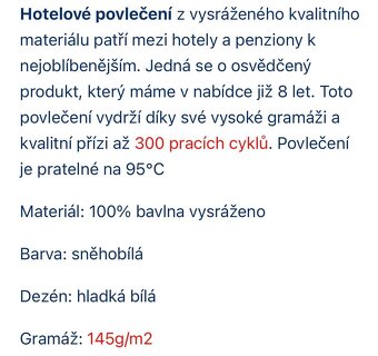 Nové nepoužité povlečení hotelové kvality, bavlna - 3