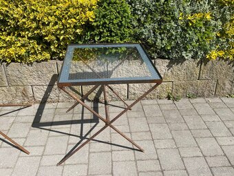 Designový stolek z betonářské tyče “ROXOR” bezp. kalené sklo - 3