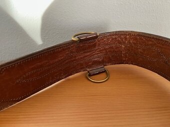 Starý kožený hasičský pásek, délka 110 cm - 3
