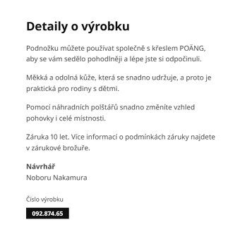 POÄNG podnožka IKEA bíl. moř. dub. dýha/Glose krémová - 3