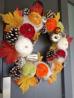 Podzimní věnec na dveře průměr 45 Cm - 3