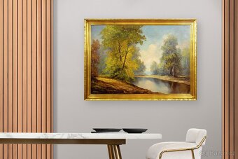 Les s řekou, A.Seif, olej na sololitu, 1110 × 810 mm - 3