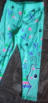 Dětské sv. zelené legíny s kočkou, 3 vel. - 3