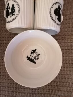 Hrnky motiv rokoko + miska - 3