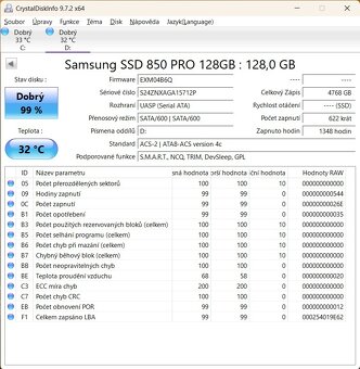 Zánovní SSD Samsung 850 PRO 128GB, MLC - 3