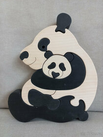 Dřevěné puzzle panda s mládětem - 3