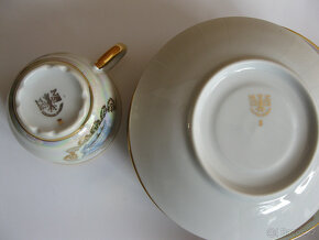 retro vánoční kávová souprava perleťová český porcelán - 3