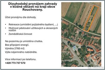 Rouchovany; Dlouhodobý pronájem zahrady v klidné oblasti - 3