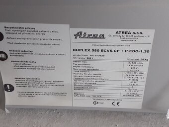 Rekuperační jednotka ATREA Duplex 580 ECV5. CP + P.EDO-1,30 - 3