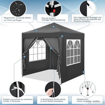WOLTU skládací pavilon 2 x 2 m, se 4 bočními stěnam - 3