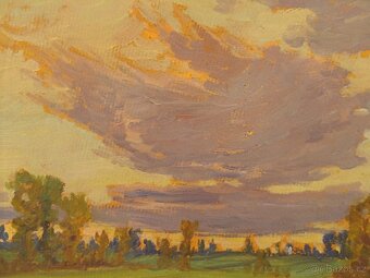 Obraz Šumava červánky 1922, olej 33x42 - 3