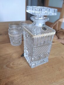 Starožitná broušená sada na whisky karafa, sklenice - 3