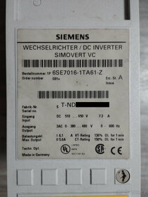 Střídač DC/3xAC - DC INVERTER SIEMENS SIMOVERT VC - NOVÝ - 3