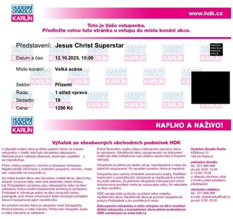 👍 2x Jesus Christ Superstar, 12.10.2025 v 15:00, HDK Praha - 3