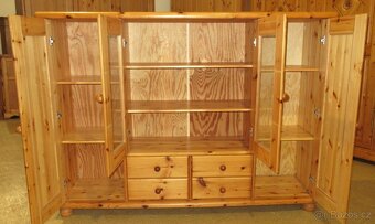 Komoda z borovice - prosklená - celomasiv - Výborný stav - 3