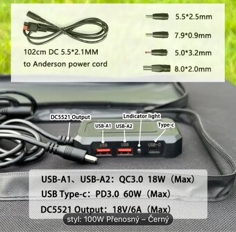 Skládací solární panel 100W - 3